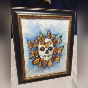 Original 11" x 14" Framed Watercolor Art Piece - Day Of The Dead by P. Schwelo